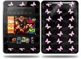 Pastel Butterflies Pink on Black Decal Style Skin fits Amazon Kindle Fire HD 8.9 inch