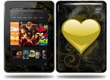 Glass Heart Grunge Yellow Decal Style Skin fits Amazon Kindle Fire HD 8.9 inch