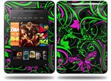 Twisted Garden Green and Hot Pink Decal Style Skin fits Amazon Kindle Fire HD 8.9 inch