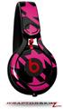 Skin Decal Wrap works with Beats Mixr Headphones Houndstooth Hot Pink on Black Skin Only (HEADPHONES NOT INCLUDED)