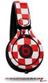 Skin Decal Wrap works with Beats Mixr Headphones Checkered Canvas Red and White Skin Only (HEADPHONES NOT INCLUDED)