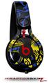 Skin Decal Wrap works with Beats Mixr Headphones Twisted Garden Blue and Yellow Skin Only (HEADPHONES NOT INCLUDED)