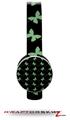 Pastel Butterflies Green on Black Decal Style Skin (fits Sol Republic Tracks Headphones - HEADPHONES NOT INCLUDED) 