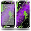 Halftone Splatter Green Purple - Decal Style Skin (fits Samsung Galaxy S III S3)
