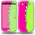 Ripped Colors Hot Pink Neon Green - Decal Style Skin (fits Samsung Galaxy S III S3)