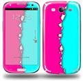 Ripped Colors Hot Pink Neon Teal - Decal Style Skin (fits Samsung Galaxy S III S3)
