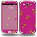 Anchors Away Fuschia Hot Pink - Decal Style Skin (fits Samsung Galaxy S III S3)