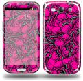 Scattered Skulls Hot Pink - Decal Style Skin (fits Samsung Galaxy S III S3)