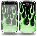 Metal Flames Green - Decal Style Skin (fits Samsung Galaxy S III S3)