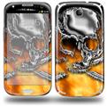 Chrome Skull on Fire - Decal Style Skin (fits Samsung Galaxy S III S3)