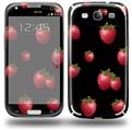 Strawberries on Black - Decal Style Skin (fits Samsung Galaxy S III S3)