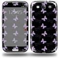 Pastel Butterflies Purple on Black - Decal Style Skin (fits Samsung Galaxy S III S3)