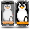 Penguins on Black - Decal Style Skin (fits Samsung Galaxy S III S3)