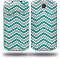 Zig Zag Teal and Gray - Decal Style Skin (fits Samsung Galaxy S IV S4)