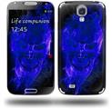 Flaming Fire Skull Blue - Decal Style Skin (fits Samsung Galaxy S IV S4)