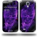 Flaming Fire Skull Purple - Decal Style Skin (fits Samsung Galaxy S IV S4)