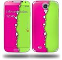 Ripped Colors Hot Pink Neon Green - Decal Style Skin (fits Samsung Galaxy S IV S4)