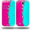 Ripped Colors Hot Pink Neon Teal - Decal Style Skin (fits Samsung Galaxy S IV S4)