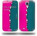 Ripped Colors Hot Pink Seafoam Green - Decal Style Skin (fits Samsung Galaxy S IV S4)