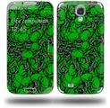 Scattered Skulls Green - Decal Style Skin (fits Samsung Galaxy S IV S4)