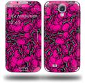 Scattered Skulls Hot Pink - Decal Style Skin (fits Samsung Galaxy S IV S4)