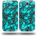Scattered Skulls Neon Teal - Decal Style Skin (fits Samsung Galaxy S IV S4)