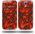 Scattered Skulls Red - Decal Style Skin (fits Samsung Galaxy S IV S4)