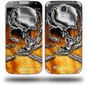 Chrome Skull on Fire - Decal Style Skin (fits Samsung Galaxy S IV S4)