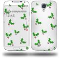 Christmas Holly Leaves on White - Decal Style Skin (fits Samsung Galaxy S IV S4)
