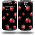 Strawberries on Black - Decal Style Skin (fits Samsung Galaxy S IV S4)