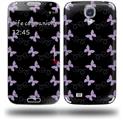 Pastel Butterflies Purple on Black - Decal Style Skin (fits Samsung Galaxy S IV S4)