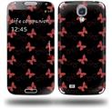 Pastel Butterflies Red on Black - Decal Style Skin (fits Samsung Galaxy S IV S4)