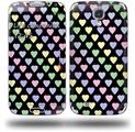 Pastel Hearts on Black - Decal Style Skin (fits Samsung Galaxy S IV S4)