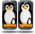Penguins on Black - Decal Style Skin (fits Samsung Galaxy S IV S4)