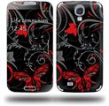 Twisted Garden Gray and Red - Decal Style Skin (fits Samsung Galaxy S IV S4)