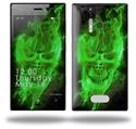 Flaming Fire Skull Green - Decal Style Skin (fits Nokia Lumia 928)
