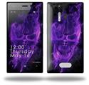 Flaming Fire Skull Purple - Decal Style Skin (fits Nokia Lumia 928)