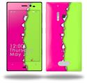 Ripped Colors Hot Pink Neon Green - Decal Style Skin (fits Nokia Lumia 928)