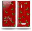 Christmas Holly Leaves on Red - Decal Style Skin (fits Nokia Lumia 928)