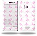 Pastel Butterflies Pink on White - Decal Style Skin (fits Nokia Lumia 928)