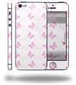 Pastel Butterflies Pink on White - Decal Style Vinyl Skin (compatible with Apple Original iPhone 5, NOT the iPhone 5C or 5S)