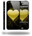 Glass Heart Grunge Yellow - Decal Style Vinyl Skin (compatible with Apple Original iPhone 5, NOT the iPhone 5C or 5S)