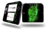 Flaming Fire Skull Green - Decal Style Vinyl Skin fits Nintendo 2DS - 2DS NOT INCLUDED