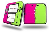 Ripped Colors Hot Pink Neon Green - Decal Style Vinyl Skin fits Nintendo 2DS - 2DS NOT INCLUDED