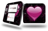 Glass Heart Grunge Hot Pink - Decal Style Vinyl Skin fits Nintendo 2DS - 2DS NOT INCLUDED