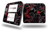 Twisted Garden Gray and Red - Decal Style Vinyl Skin fits Nintendo 2DS - 2DS NOT INCLUDED