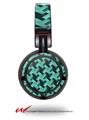 Decal style Skin Wrap for Sony MDR ZX100 Headphones Retro Houndstooth Seafoam Green (HEADPHONES  NOT INCLUDED)