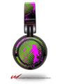 Decal style Skin Wrap for Sony MDR ZX100 Headphones Halftone Splatter Hot Pink Green (HEADPHONES  NOT INCLUDED)