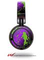 Decal style Skin Wrap for Sony MDR ZX100 Headphones Halftone Splatter Green Purple (HEADPHONES  NOT INCLUDED)