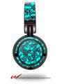 Decal style Skin Wrap for Sony MDR ZX100 Headphones Scattered Skulls Neon Teal (HEADPHONES  NOT INCLUDED)